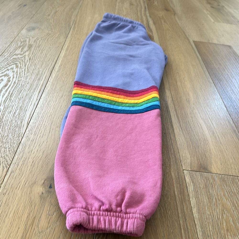 Rare! Aviator Nation S Lavender Rainbow 8 Stripe gently worn pants sold out - Picture 5 of 9